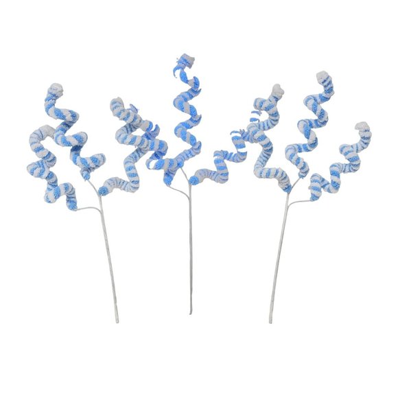 Powder Blue and White Christmas Spiral Pastel Floral Picks (Set of 3) - Picture 1 of 4